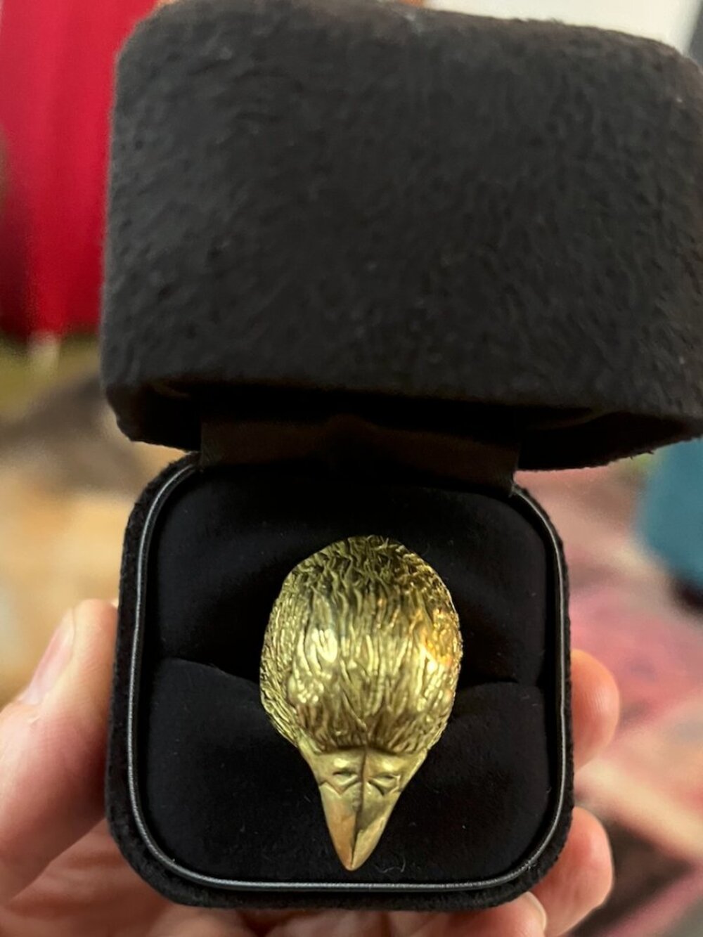Vintage Style Gold Eagle Hawk Falcon Head Statement Ring - Picture 3 of 4